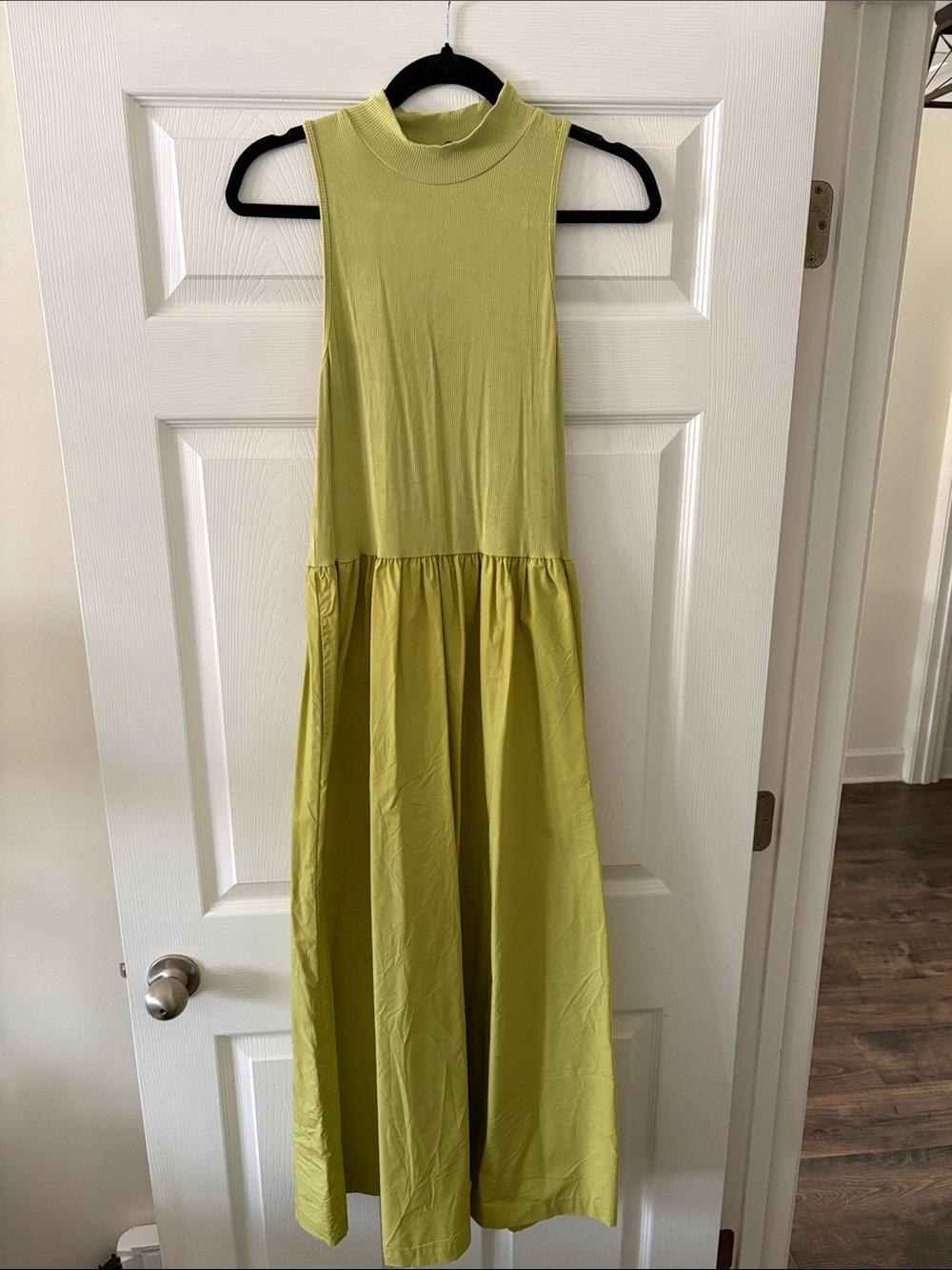 Karlie Women’s Sleeveless Mock Neck Lime Green Dress